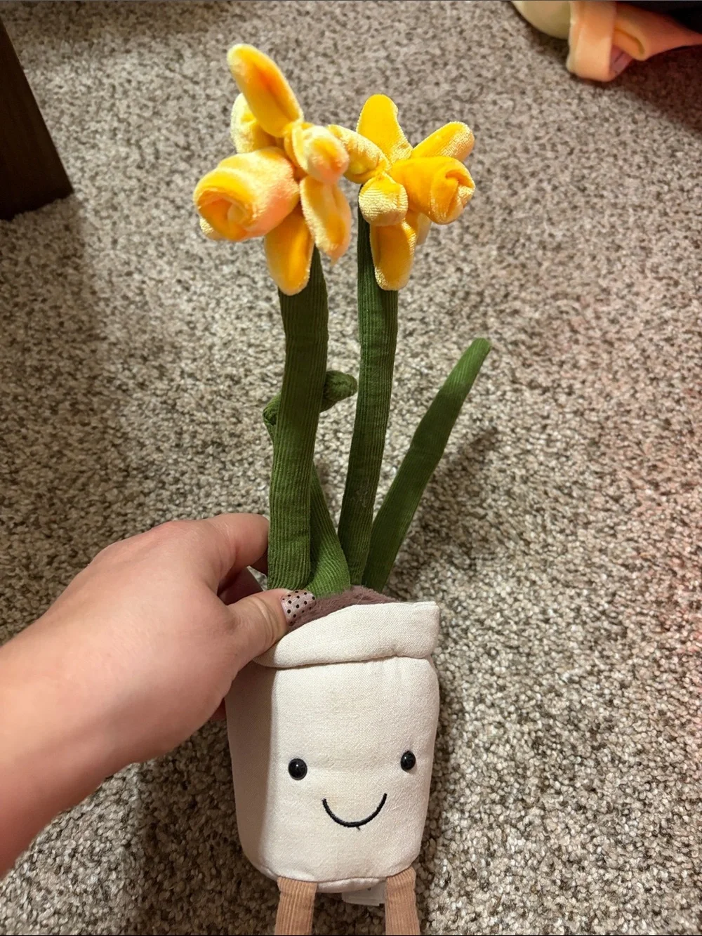 Plush Yellow Daffodil Potted Toy - Cute Cream Planter